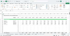 Screenshot der Vorlage für ein Finanzmodell für Sport und Freizeit.